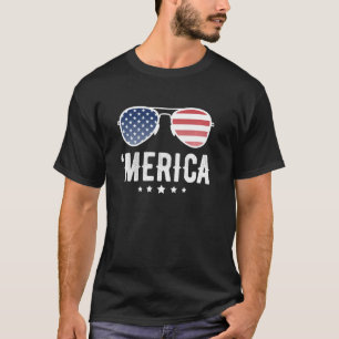 Stars Stripes Sunglasses Freedom Usa Merica T-Shirt