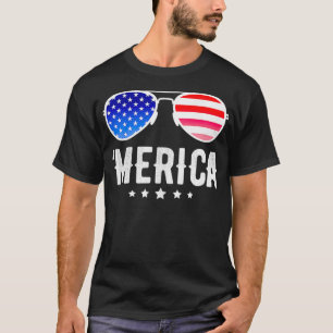 Stars Stripes Sunglasses Freedom USA Merica  T-Shirt