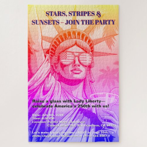 Stars, Stripes & Sunsets Lady Liberty 250th Party Jigsaw Puzzle