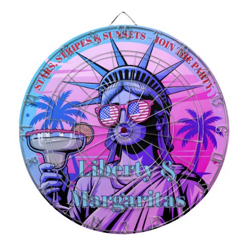Stars, Stripes & Sunsets—Liberty & Margaritas Dart Board