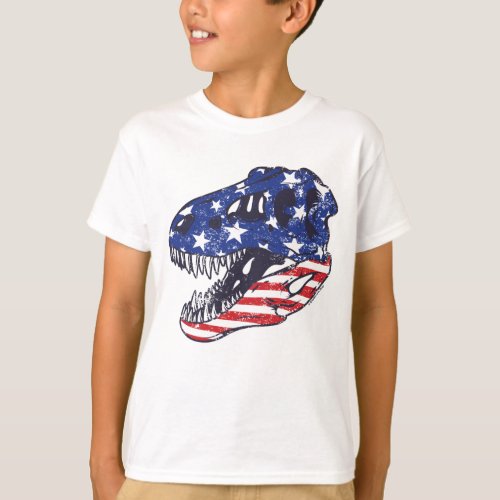 Stars  Stripes Trex Skull USA _ GraphicLoveShop T_Shirt