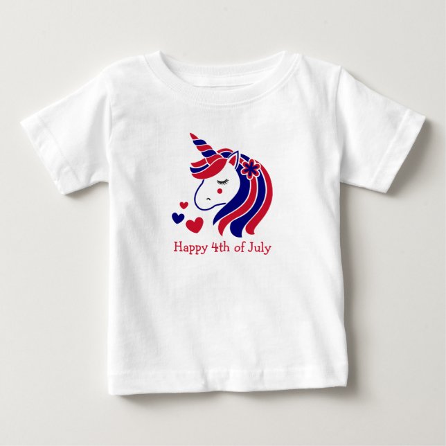 Stars, Stripes & Unicorn Magic Baby T-Shirt (Front)