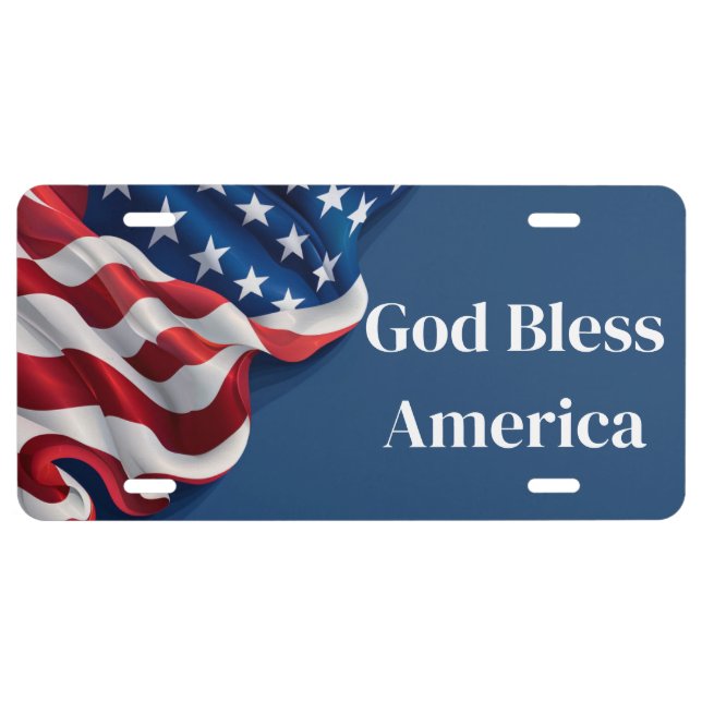Stars & Stripes USA Aluminum License Plate (Front)