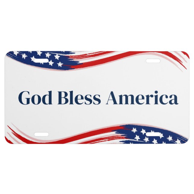 Stars & Stripes USA Aluminum License Plate (Front)