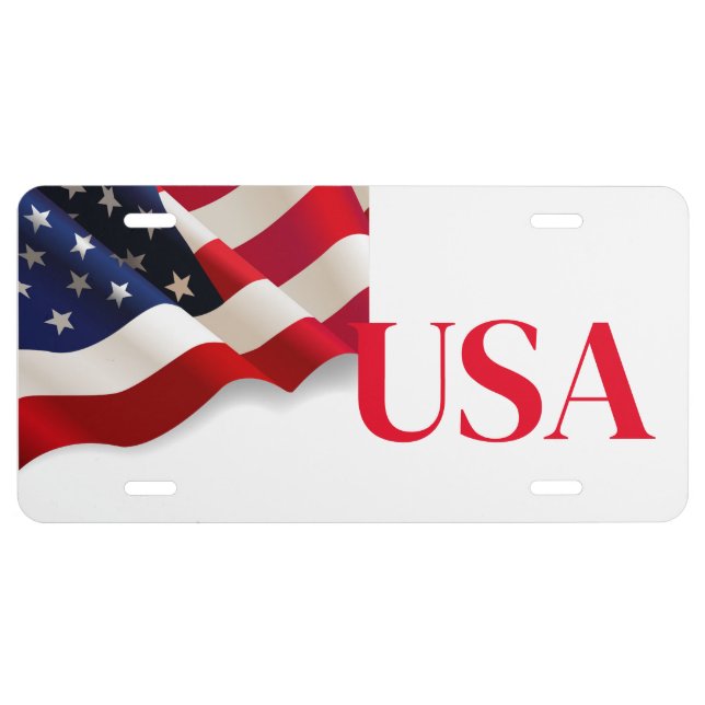 Stars & Stripes USA Aluminum License Plate (Front)