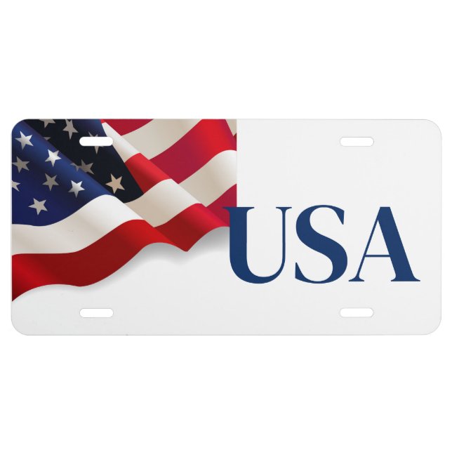 Stars & Stripes USA Aluminum License Plate (Front)