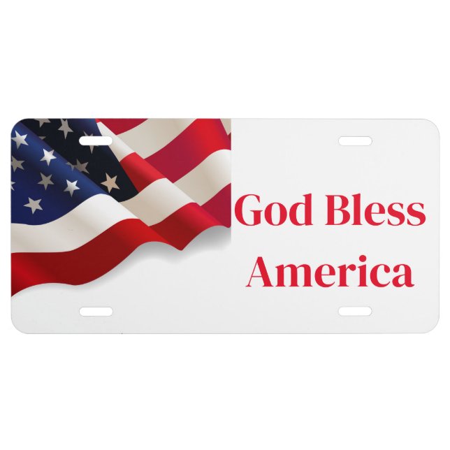 Stars & Stripes USA Aluminum License Plate (Front)