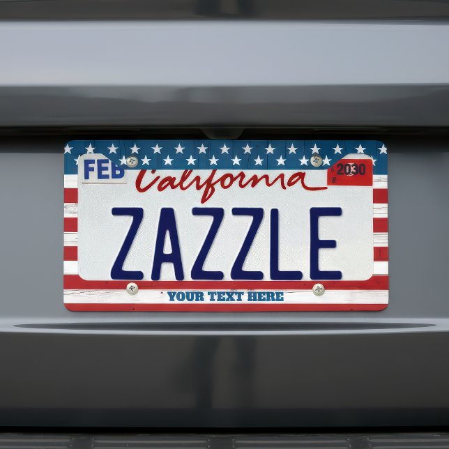 Stars Stripes USA Flag Patriotic Rustic Country License Plate Frame (Creator Uploaded)