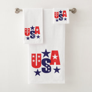 Stars & Stripes USA Patriotic Design Bath Towel Set