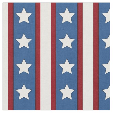 Stars & Stripes Vertical Red White Blue Fabric