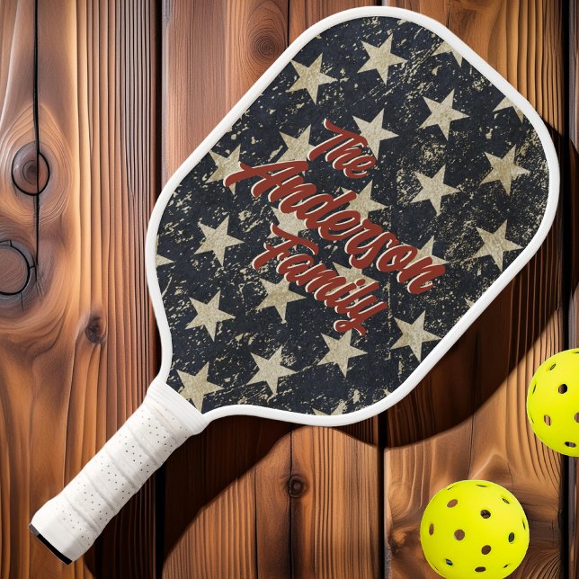 Stars & Stripes Vintage Family Name Pickleball Paddle (Creator Uploaded)