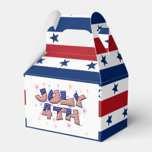 Stars stripes word art July Fourth Party favor box