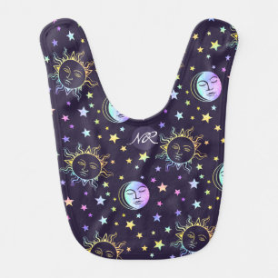 Stars Sun And Moon Cute Celestial Add Monogram Baby Bib