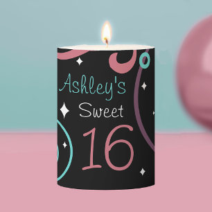 Stars & Swirls Sweet 16  Pillar Candle