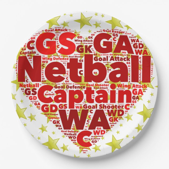 Stars Themed Netball Party Paper Plates (Front)