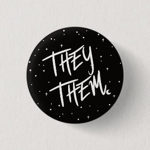 Stars They /Them Pronouns 3 Cm Round Badge Button