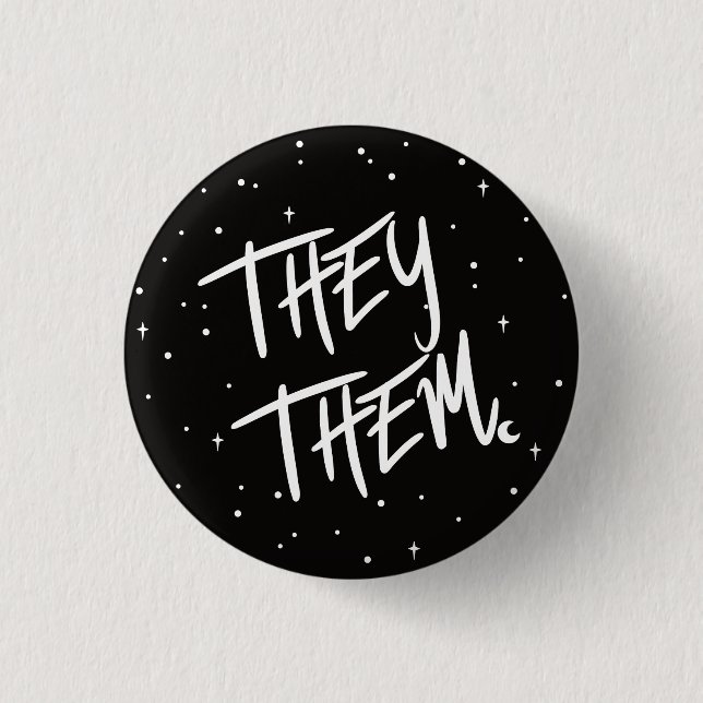 Stars They /Them Pronouns 3 Cm Round Badge Button (Front)
