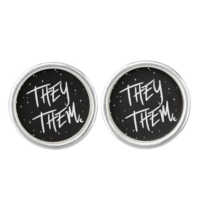 Stars They /Them Pronouns Badge Cufflinks (Front)