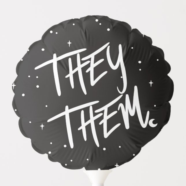 Stars They /Them Pronouns  Balloon (Front)
