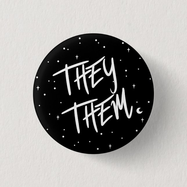 Stars They /Them Pronouns Button (Front)