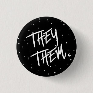 Stars They /Them Pronouns Button