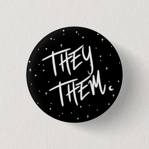 Stars They Them Pronouns Button