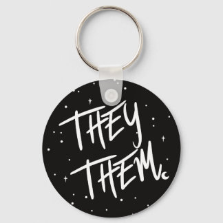 Stars They /Them Pronouns Keychain