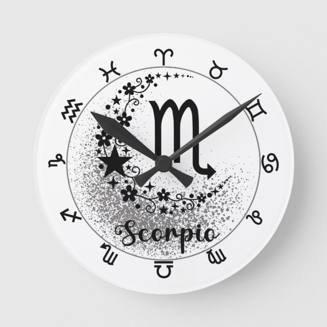 Stars Time! Find Your Magical Zodiac Clock! Round Clock (Front)
