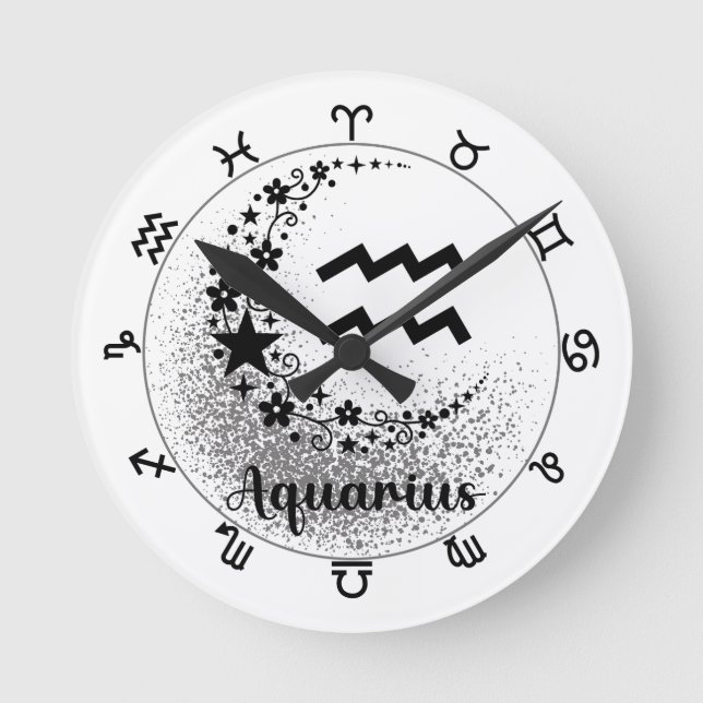 Stars Time! Find Your Magical Zodiac Clock! Round Clock (Front)