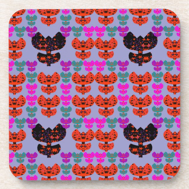 Stars Tulips Beverage Coaster (Front)