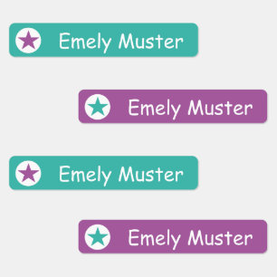 Stars - turquoise purple 96 narrow kids' labels