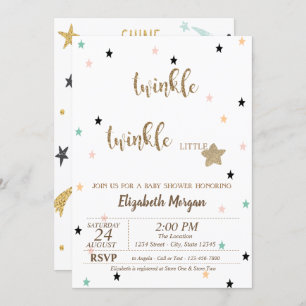 Stars, Twinkle Twinkle Little Star Baby Shower Invitation