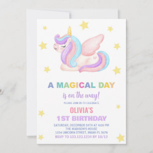 Stars Unicorn Birthday Invitations