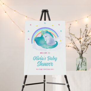 Stars Unicorn Rainbow Baby Shower Welcome Sign