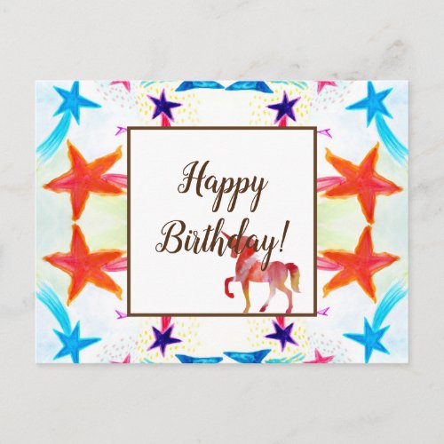 Stars  Uniocorn Birthday Greeting Card