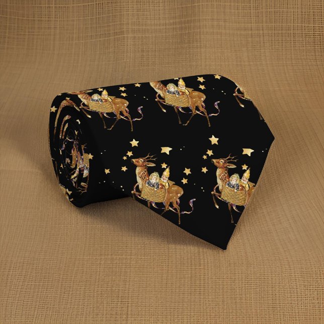 Stars Vintage Reindeer Sleigh Neck Tie (Creator Uploaded)