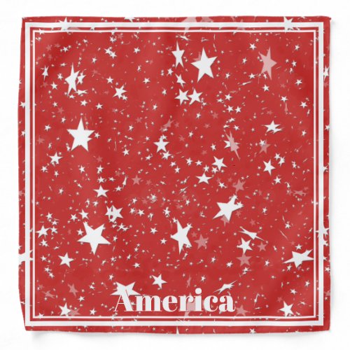 Stars White  Red American 4th of July Graphic Bandana
