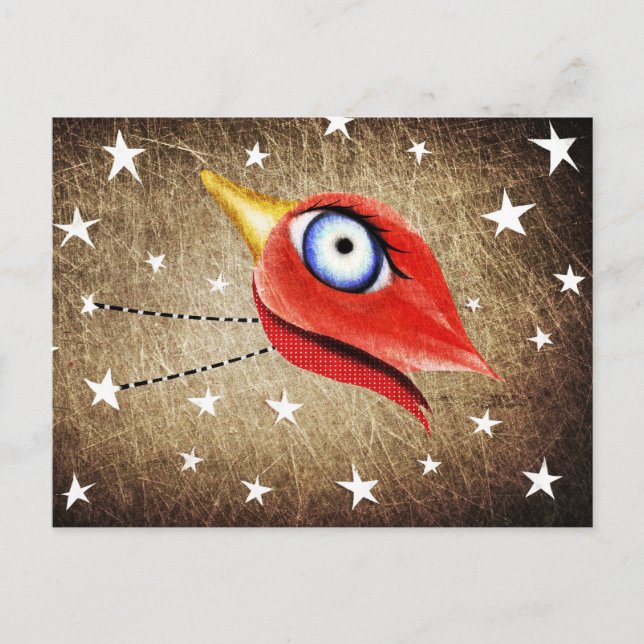 Stars Winter Bird Postcard (Front)
