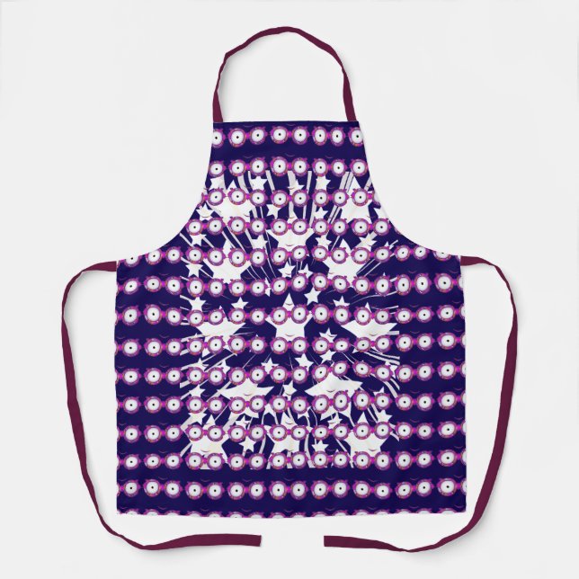 Stars With Glasses Dk Blue   Apron (Front)