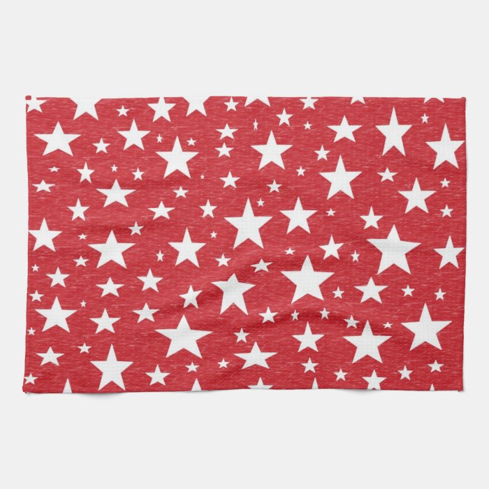 Stars with Red Background Kitchen Towel