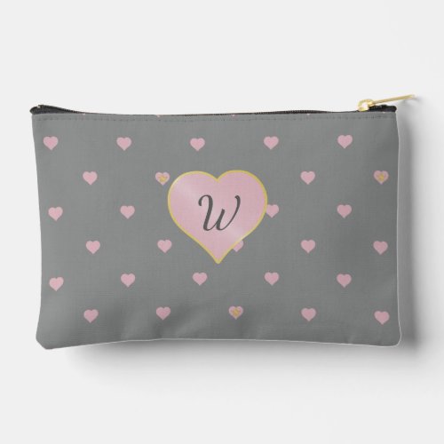 Stars Within Hearts on Gray Accessory Pouch