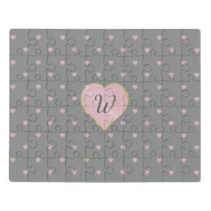 Stars Within Hearts on Gray Acrylic Puzzle