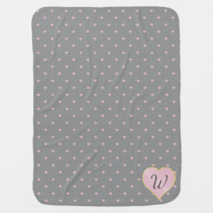 Stars Within Hearts on Gray Baby Blanket