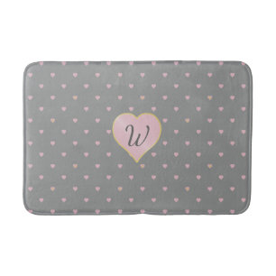Stars Within Hearts on Gray Bath Mat
