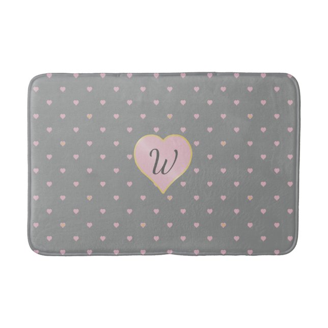 Stars Within Hearts on Gray Bath Mat (Front)