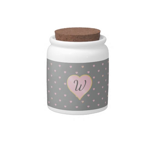 Stars Within Hearts on Gray Candy Jar