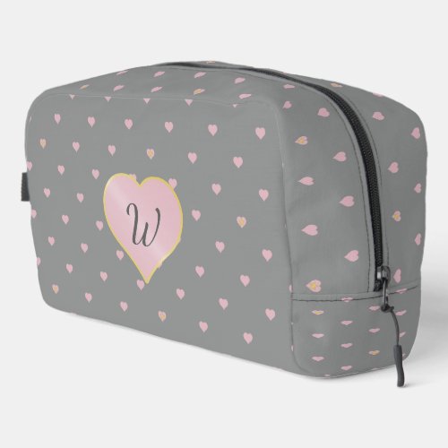 Stars Within Hearts on Gray Dopp Kit