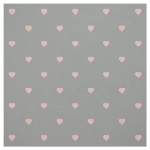 Stars Within Hearts on Gray Fabric