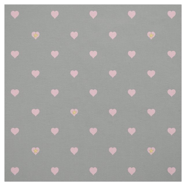 Stars Within Hearts on Gray Fabric (Swatch)