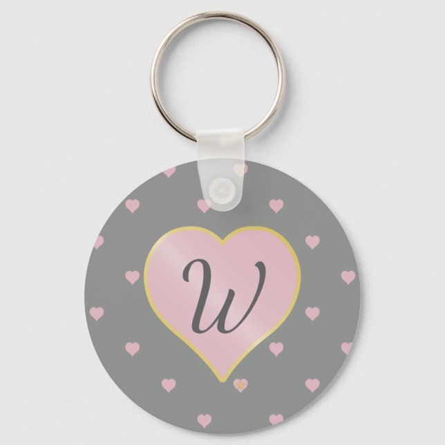 Stars Within Hearts on Gray Keychain (Front)